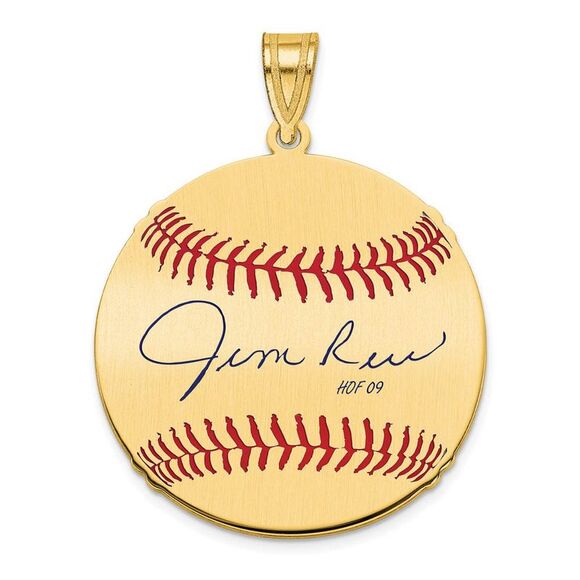 14K Gold Plated Jim Rice Signature MD Enamel Baseball Pendant